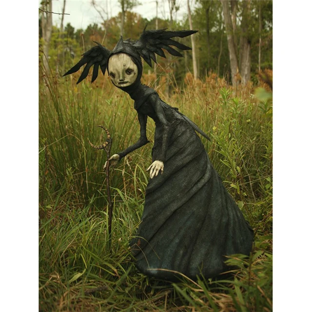 Halloween Boszorkány Mini Figura Szobor Gyanta Hátborzongató Szobrok Kerti Dekoráció Otthoni Asztali Dekorációhoz - Image 4