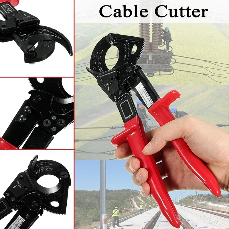 

Cutting Pliers Ratchet Cable Cutter Ratcheting Metal Wire Cut Up To 240mm2 Cutting Hand Tool