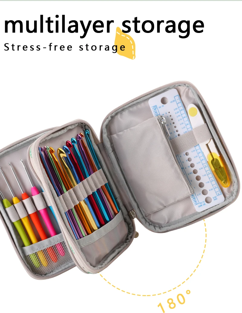 Description Picture 4 of itemNew Empty Knitting Kit Case Organizer Bag Knitting Needles Storage Bag For Needles Scissors Sewing Tool Accessories Kit Bag Gift
