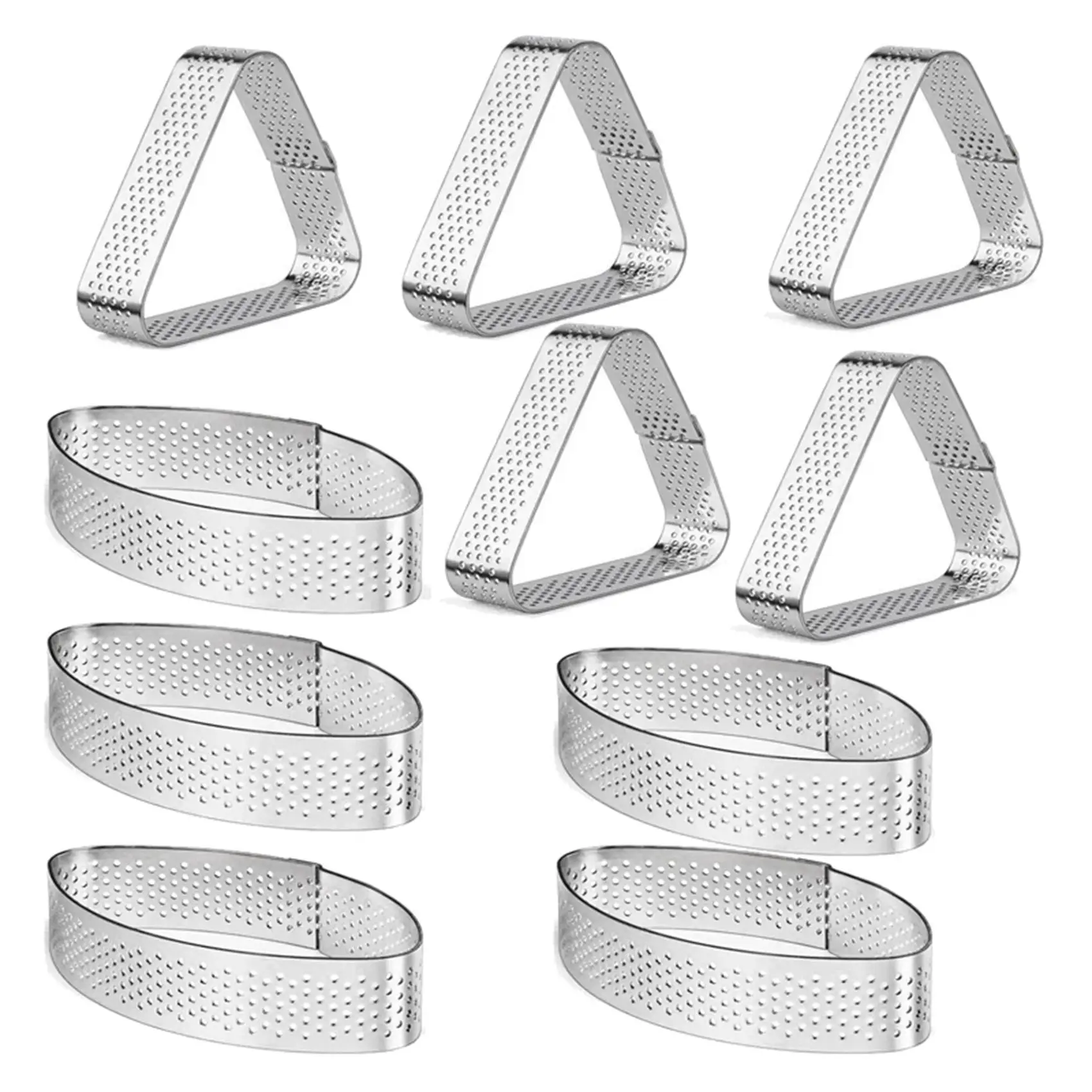 Boat Shape & Triplecornered Stainless Steel Tart Ring Tower Cake Mould Baking Tools Perforated