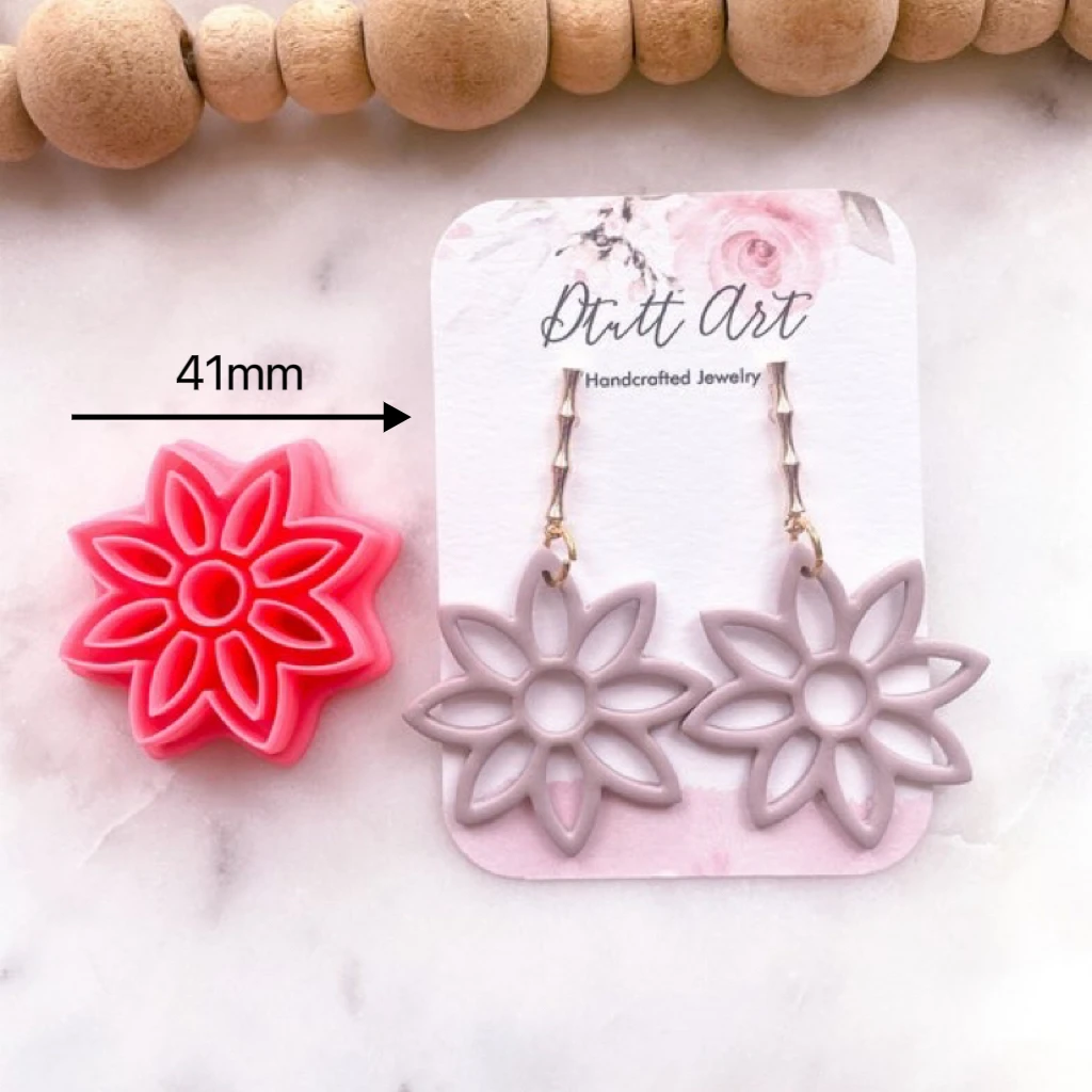 Vintage Polymer Clay Cutter Lotus Boho Embossed Flower Clay Cutters for Brooches Earrings Jewelry DIY Making Cutting Die Tools Polymer Clay Cutter