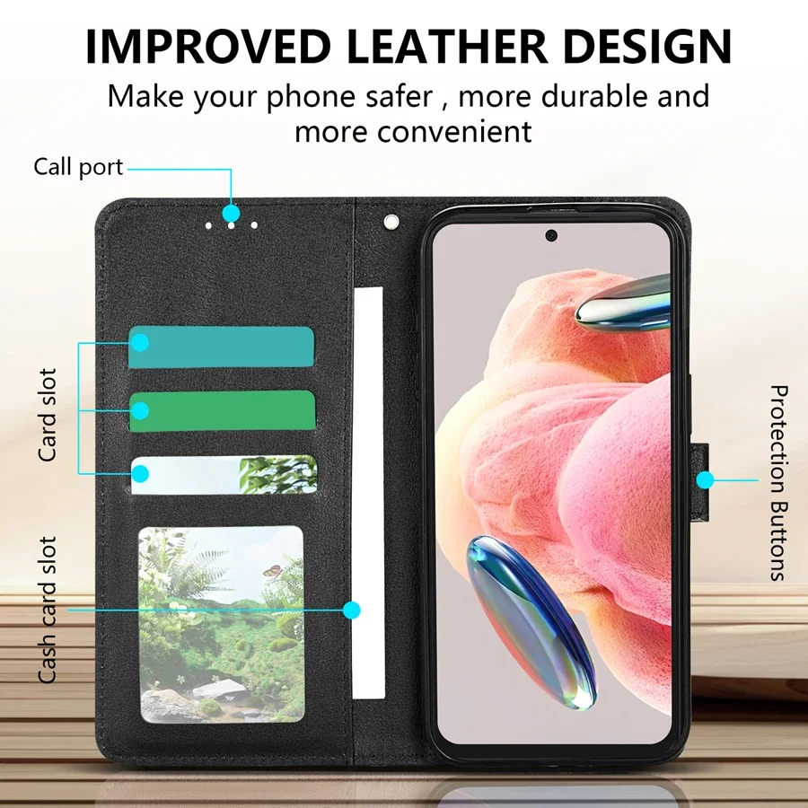 Wallet Card Slot Stand Magnetic Flip Leather Case - Leather Design with Built-in Card Holder and Stand Functionality