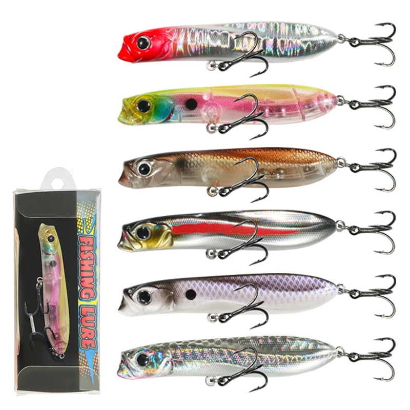 1/2Pcs Topwater Pencil Fishing Lure 5.5g 70mm 8.5g 80mm Popper WALK'N ROLL Water impact dog Artificial Hard Bait