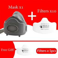 Enhanced Dust - Proof Half Face Mask for Safety and Comfort in DIY and Construction Tasks (Mask And 10 filters)