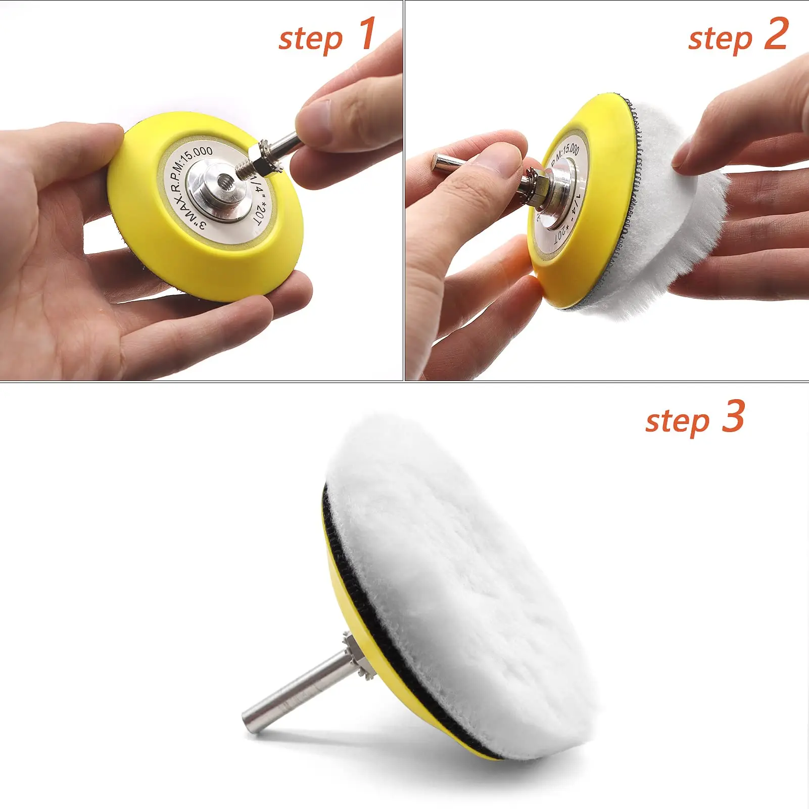 VIBRATITE 15 Pcs 80mm 연마 스폰지 자동차 세트 연마 스폰지 패드 연마 부착 무선 스크루 드라이버 자동차 PolishingPad