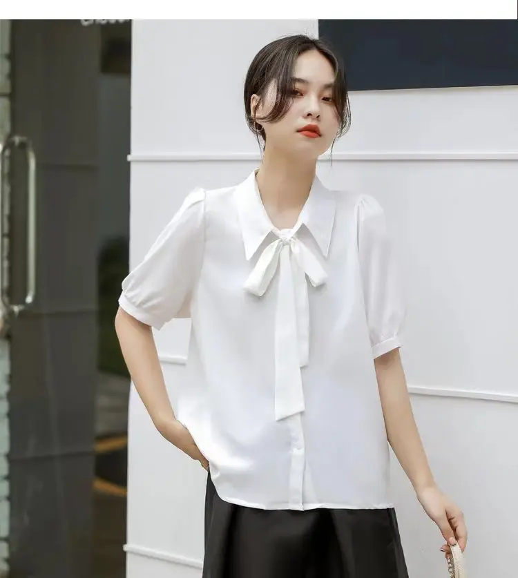 Summer New Blouses For Lady Vintage Elegant Women Work Wear
