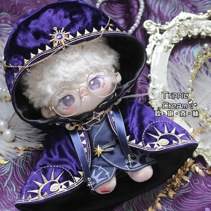 Handmade 4pc 20cm Doll Clothes Temple Priest Cos Suit Purple Gorgeous Cloak Robe Belt Pants Outfit Cos Gift No Doll 3