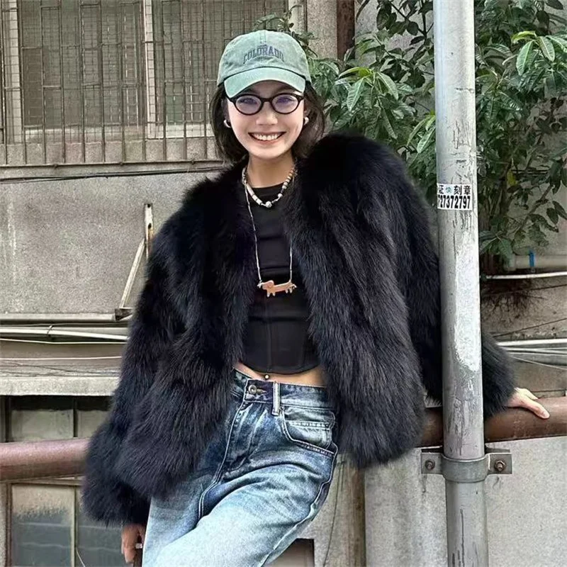 2024 Imitation Fox Fur Eco Friendly Fur Coat Cardigan Women's