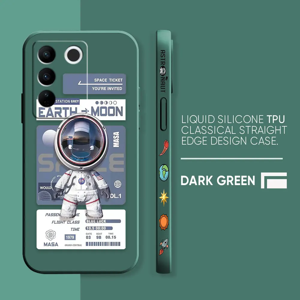 thumbnail image 1 of Case For VIVO S5 S6 S7 S9 S10 S15 S16 S16E T1 V15 V20 V23 PRO 5G Simple Liquid Silicone Case Funny Astronaut Spacewalk, 1 of 5