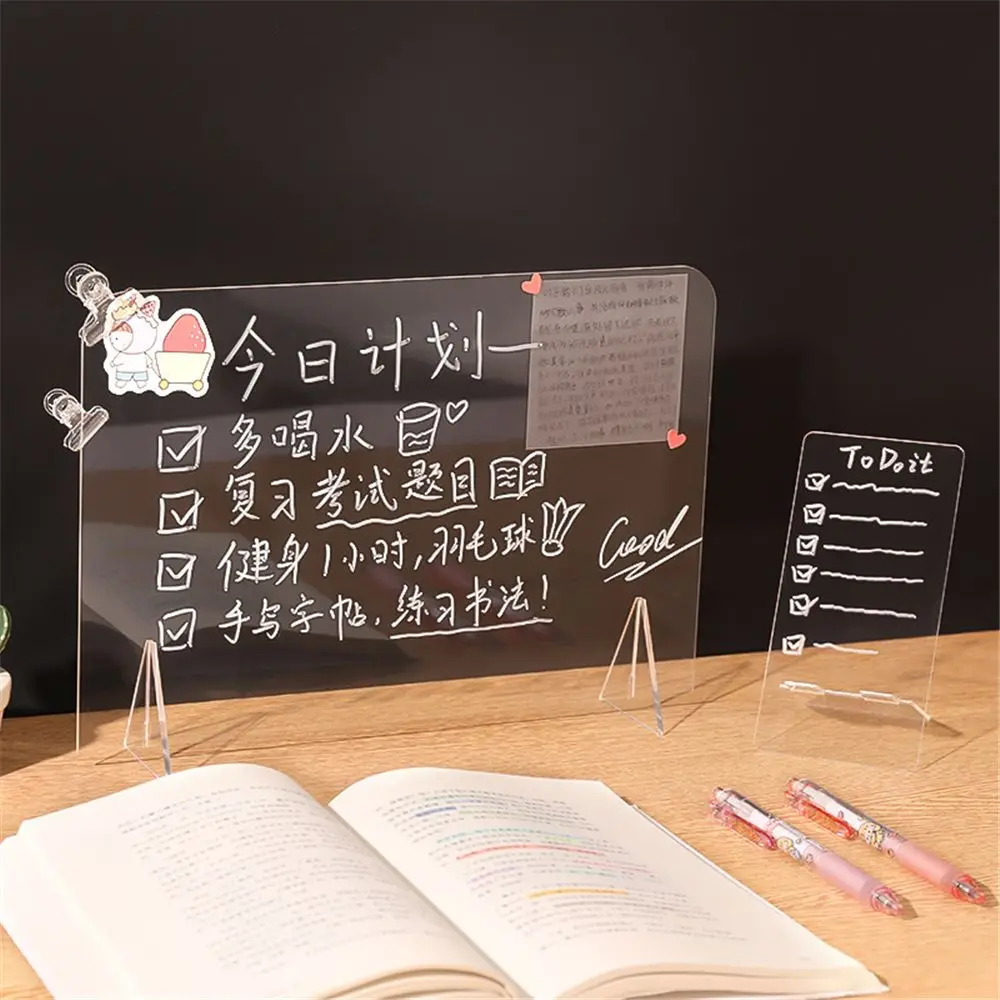 Creative  Desktop Transparent Acrylic Note Student Message Board Board Portable Erasable Writing Board Whiteboard Pen Writing