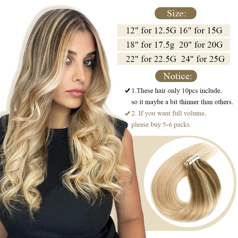 Neitsi Natural Hair Adhesive Tape In Human Hair Extensions Straight 12"-20" Blonde Brown Ombre Remy Seamless Skin Weft Tape Ins
