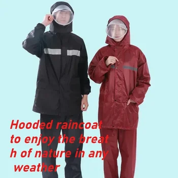 2 Colors Full Body Rainproof Electric Bicycle Motorcycle Riding Raincoat and Rain Pants Set Reflective Split Type Raincoat
