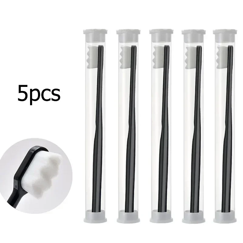 5PC 초극세 부드러운 칫솔 백만 나노 강모 성인 칫솔 치아 깊은 청소 휴대용 여행 치과 구강 관리 브러시