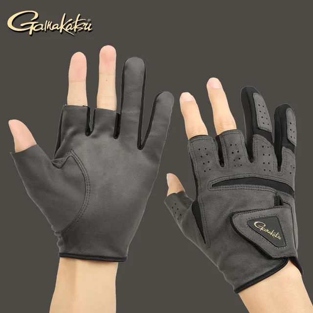 Gamakatsu Fingerless Fishing Gloves Anti-Slip Fly Fishing Gloves