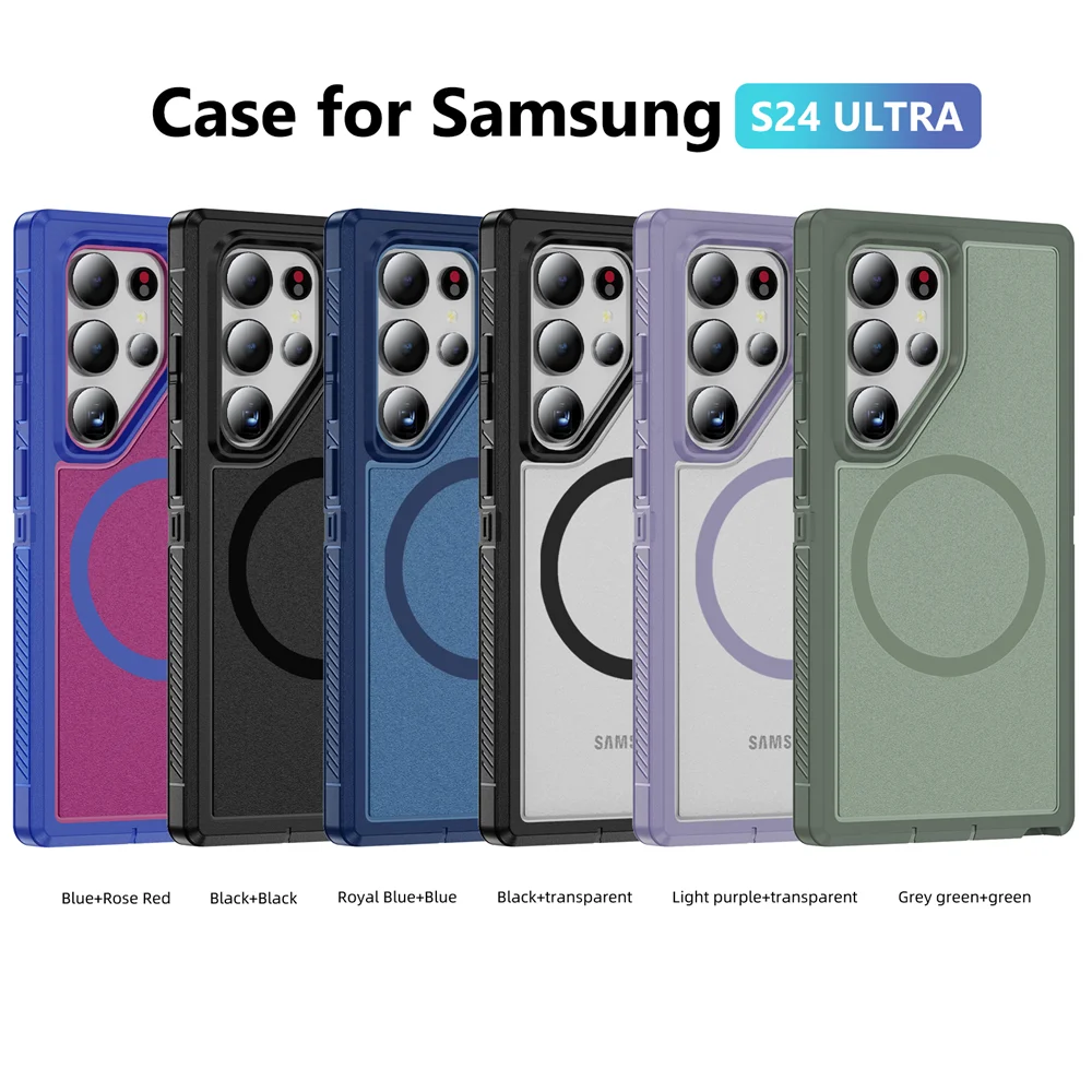 MagSafe Matte Armor Magnetic Case with Anti-Slip Stripe Design