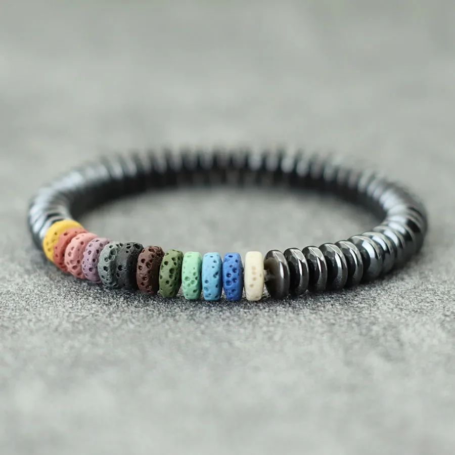 Neue Mode Chakra Armband für Männer Frauen handgemachte natürliche Hämatit weiß Howlite Stein Armband Kokosnuss schale Perlen Braslet Joias