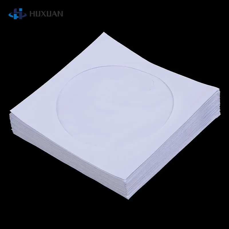 10/50PCS White 12.5*12.5CM CD DVD Disc Paper Sleeves Envelopes Storage Clear Window Case Flap White Folded Paper Bag CD Sleeves