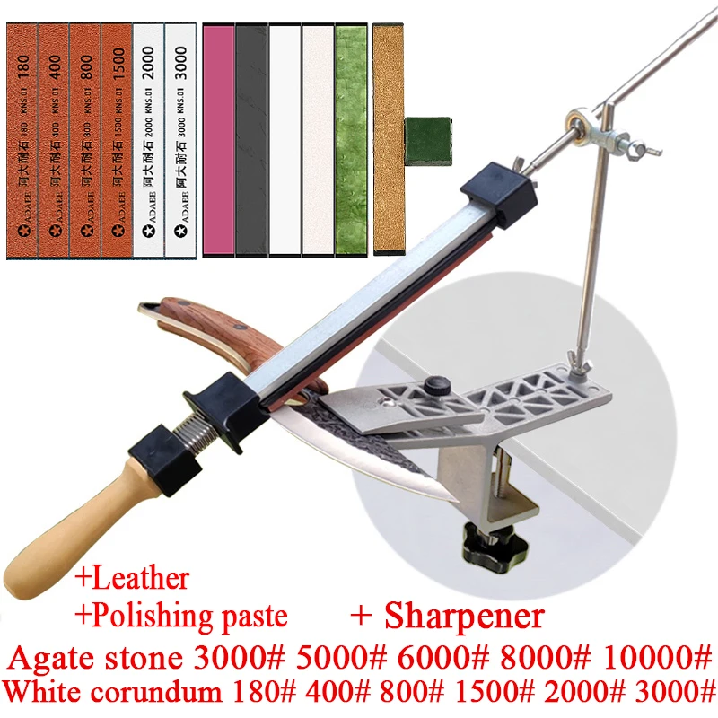 Fixed Knife Sharpener Professional Sharpening Stone Kitchen Grinding System Angle Honing Diamond Grinder 120-5000# Whetstone Set 