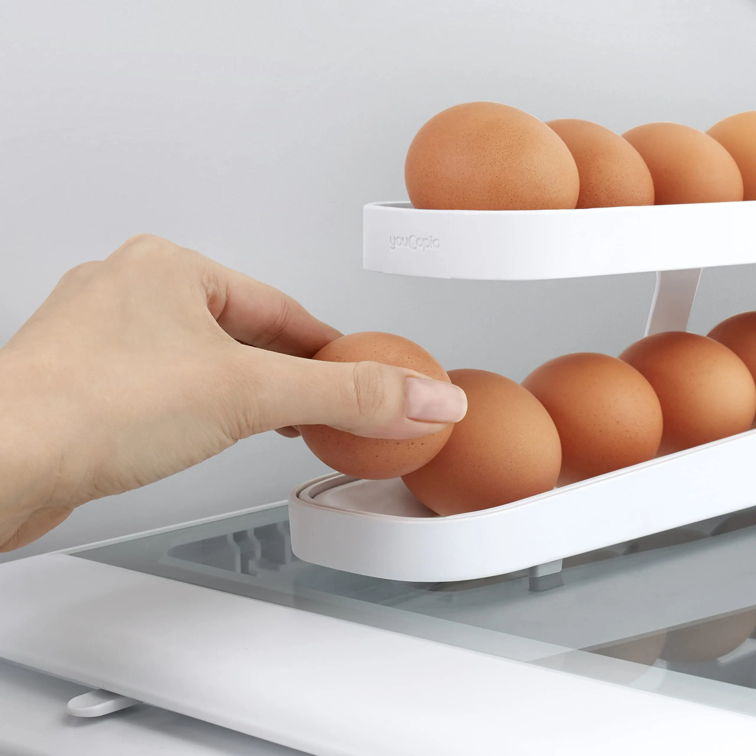 Automatic Scrolling Egg Rack Holder Storage Box Egg Basket Container Organizer Rolldown Refrigerator Dispenser 1Pc egg storage box