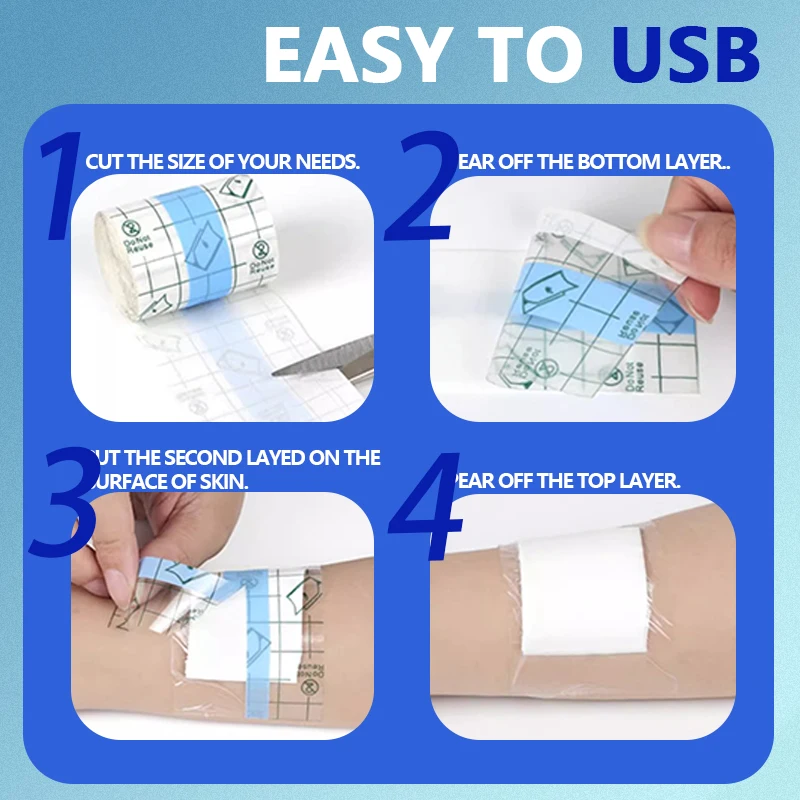 Medical PU Film Waterproof Adhesive Tape Fixed Small Roll Private Tape Tattoo Aftercare Protective Skin Healing Bandages Repair