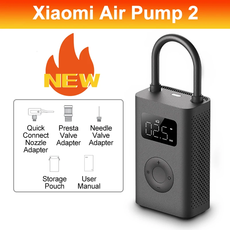 

Xiaomi Mini Portable Air Pump 2 Mijia Electric Air Compressor 150PSI Type-C LED Multitool Inflator for Car Bike