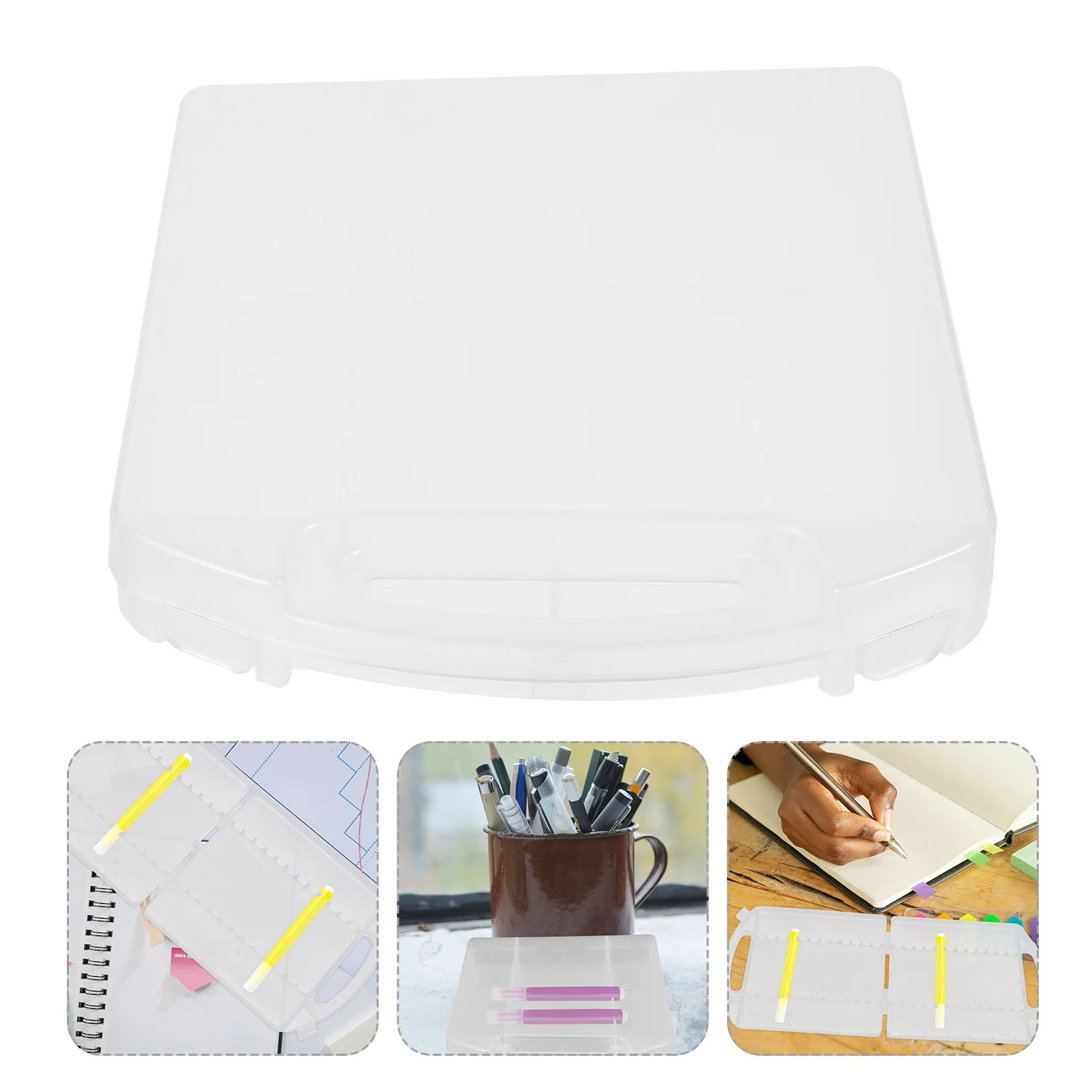 

4 Pcs Storage Boxes Marker Portable Pencil Holder Big Capacity Case Boy Empty Clear Hard Plastic Student