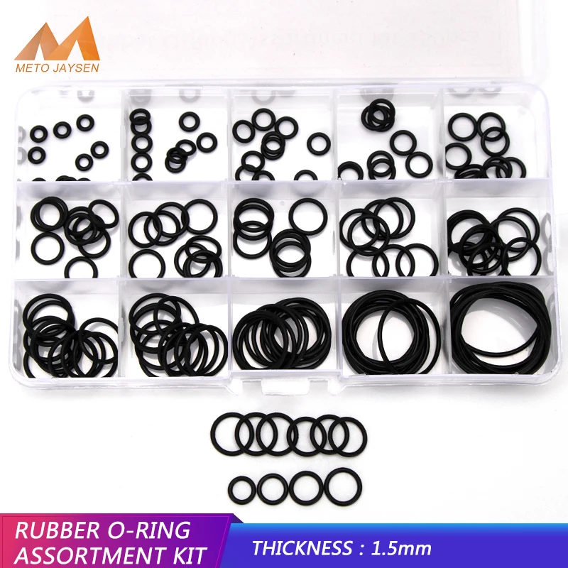 PCP DIY NBR Sealing O-rings Washer Replacement CS1mm 1.5mm 1.9mm 2.4mm Durable Rubber O Rings OD 6-30mm 15 Sizes 150pcs DQ005