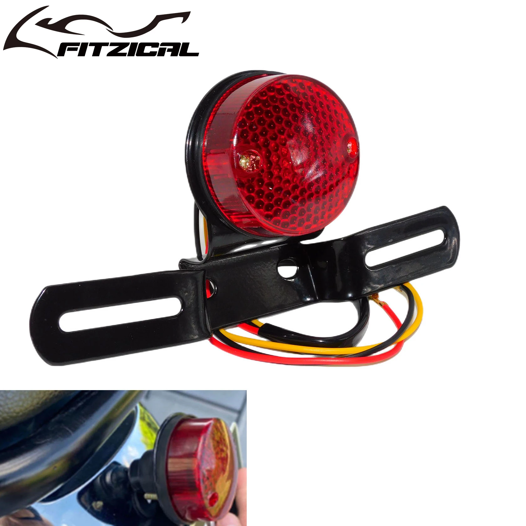 

Круглый красный задний тормоз для мотоцикла, стоп-сигнал, подставка для номерного знака для Harley Sportster Dyna Touring Street Glide Softail