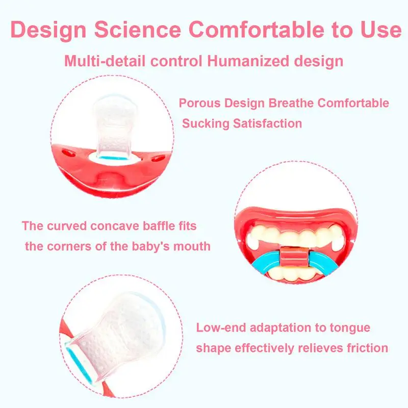 Silicone Funny Pacifiers Soother Infant Kiss Pacifier Toy Funny Teeth Pacifier For Toddler Lip Cute Soother