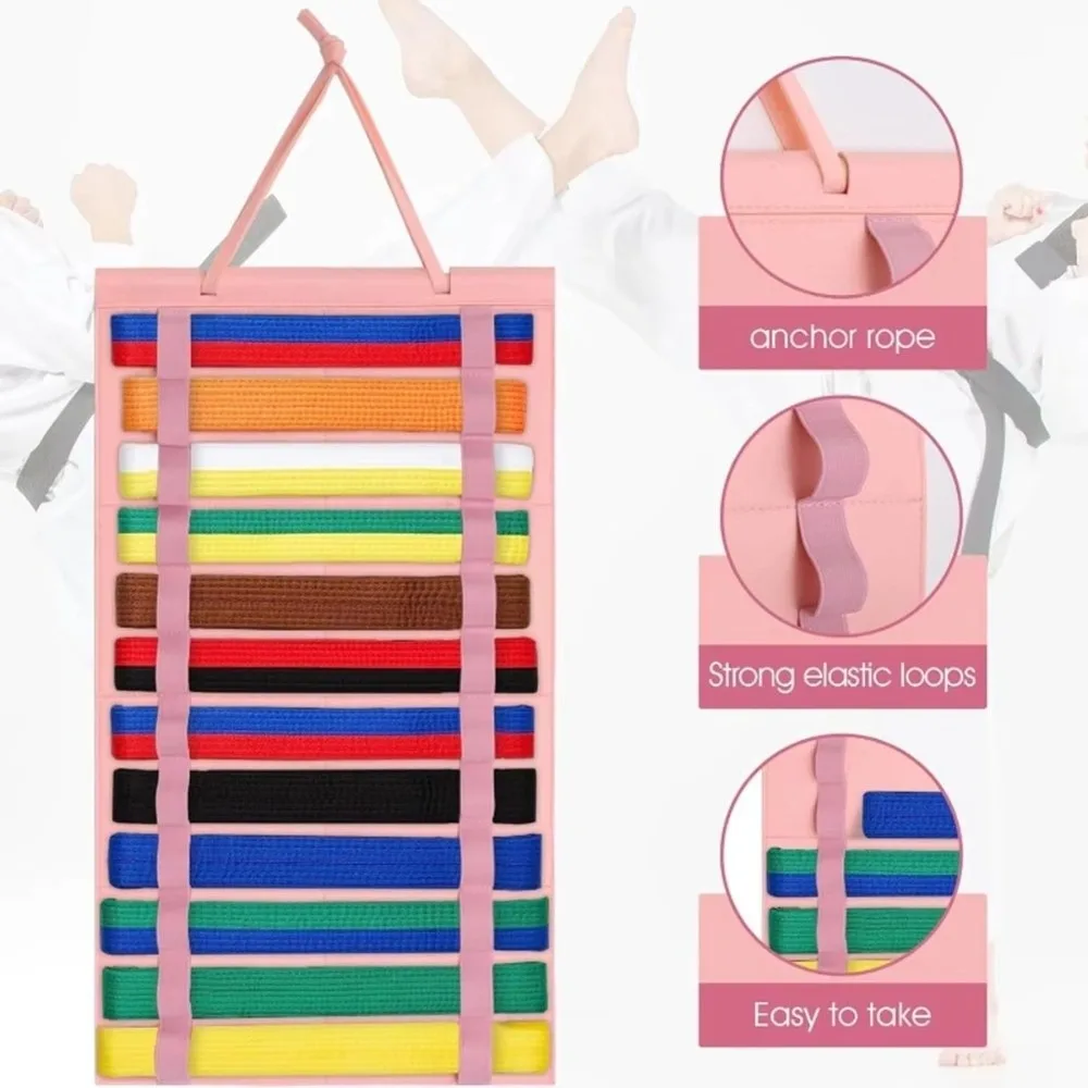 New Portable Karate Belt Display Stand with Hanging Medal Sticks Lightweight Storage Rack Felt Hanging Bag Storage Bag Gift