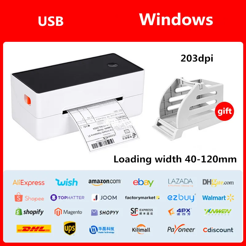 canon printer mini Express Delivery Waybill Product Price Barcode QR Code Sticker Shipping Label 40-120mm Width Thermal Printer With Bracket mini printer peripage Printers