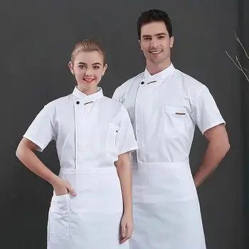 Quality Chef Waiter Uniform Short Sleeve Kitchen Restaurant Cook Chef Shirt Sushi Costumes Chef Coat