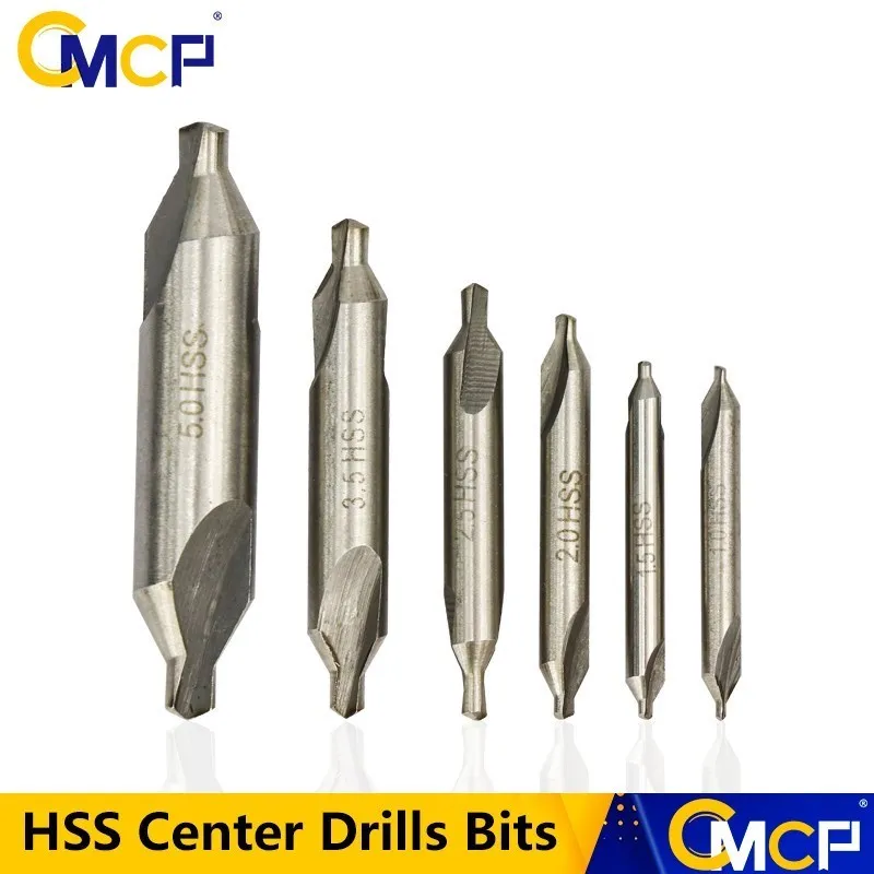 CMCP HSS Center Drills Bits 60 Degree Countersink Drill 1mm 1.5mm 2mm 2.5mm 3mm 3.5mm 4mm 5mm Power Tools Metal Drill Bit 6pcs hss composite metric center drill countersink bit mill tackle tool double 1 1 5 2 2 5 3 5mm