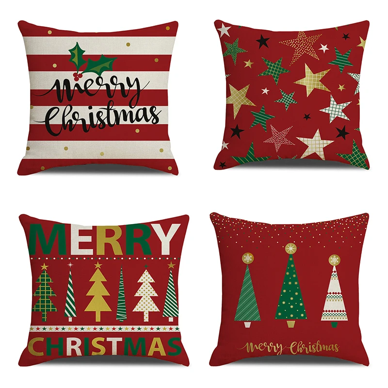 ChristmasPillowcase45x45cmSantaClausCushionCoverHappyNewYear2023XmasGiftsForHome