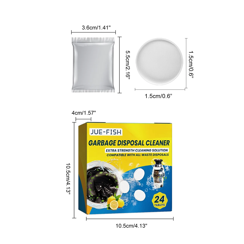 24pcs Disposal Cleaner Deodorizer Extra-Strength Sink Cleaning Tablets Fresh Scent Removing Residue Kitchen Accessories 6