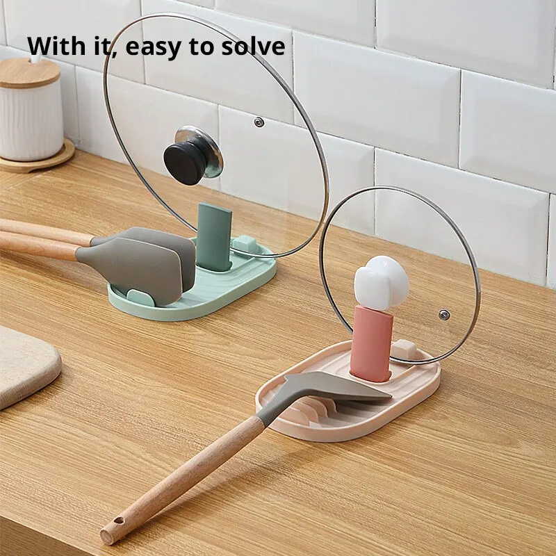 kitchen utensil holder 1pc Silicone Nordic Style Pot Lid Shovel Storage Rack Practical Multifunctional Kitchen Supply Non Slip