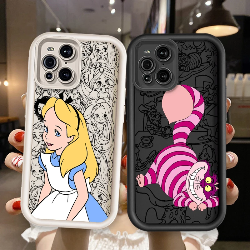 Alice Nel Paese Delle Meraviglie Cat Per Oppo Reno 10 8 8T 7 7Z 6 5 Trova X5 X3 Pro Plus 4G 5G Eye Ladder Cover Capa Fundas Phone Case