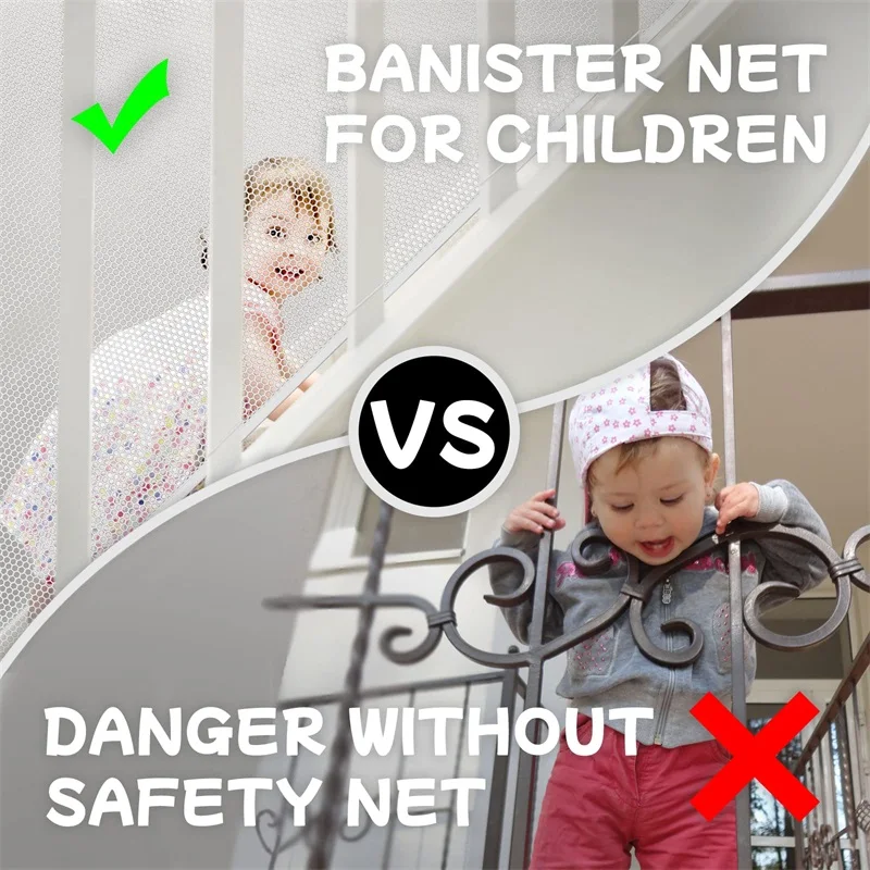 Red protectora de seguridad para niños, protector de barandilla  transparente multiusos, duradera, para escaleras y escaleras - AliExpress