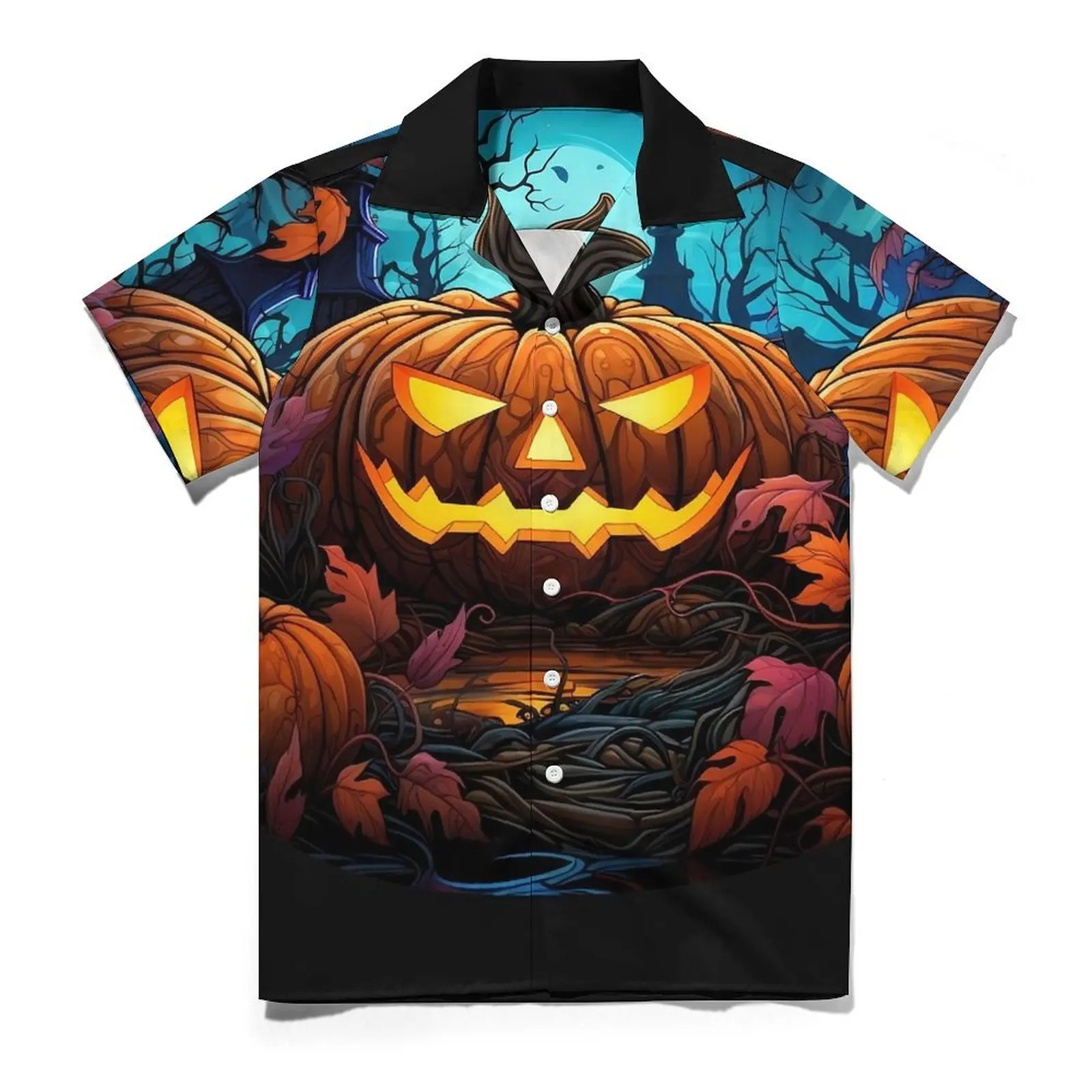 

Halloween Pumpkins Hawaii Shirt For Man Vacation The Great Pumpkin Casual Shirts Short Sleeves Stylish Retro Oversized Blouses