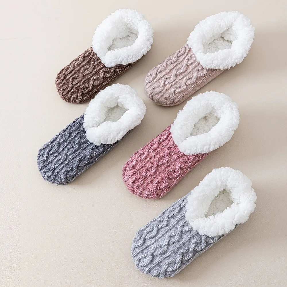 Warm Fleece Floor Socks for Women Non Slip Thickened