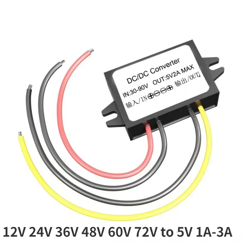 

48v converter 12V 24V 36V 48V 60V 72V to 5V 1A-3A DC DC Step Down Car Power Supply Buck Converter 11-90V to 5V for Tablet Camera