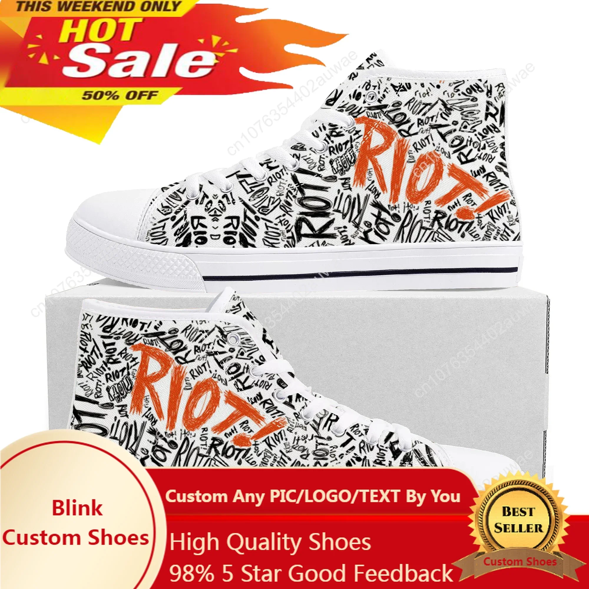 Paramore Rock Band Pop High Top High Quality Sneakers Men Women Teenager Canvas Sneaker Casual Couple Shoes Custom Shoe White