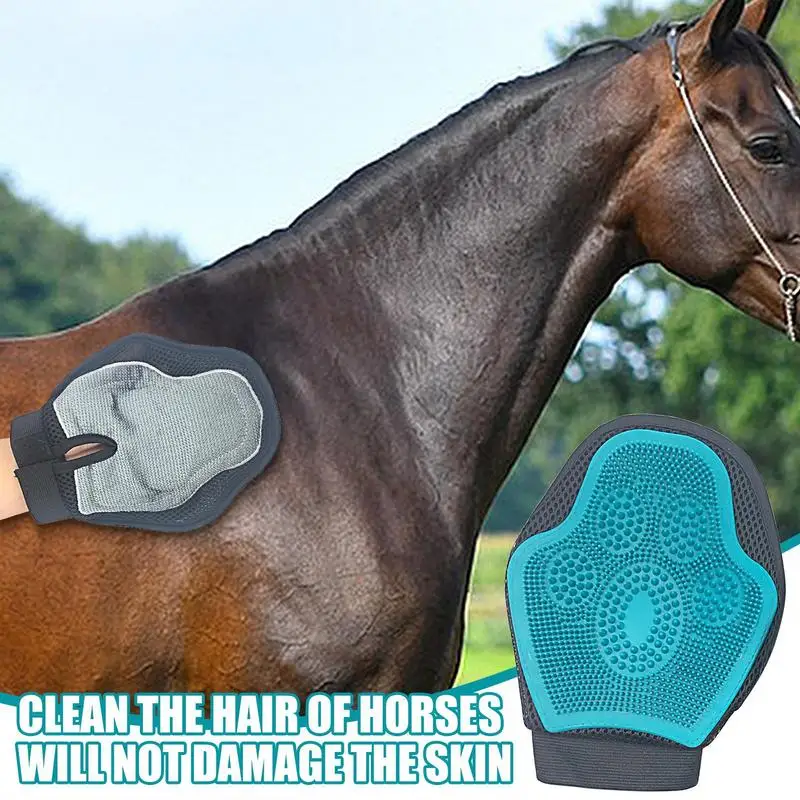 Horse Washing Mitten Horse Massage Gloves Horse Pet Hair Mitten Silicone Horse Bathing Brush Horse Massage Scrubber
