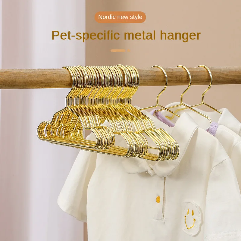 Clothes Hanger 5PCS Small Hangers Metal Strong Wire Hangers with Grooves Waterproof and rust proof for Pet,Cat,Dog,Muppet Babies Clothes Shirts