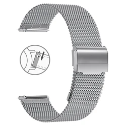 Elegant Milanese Stainless Steel Mesh Watch Band with Quick Release Strap - 22mm (Silver)