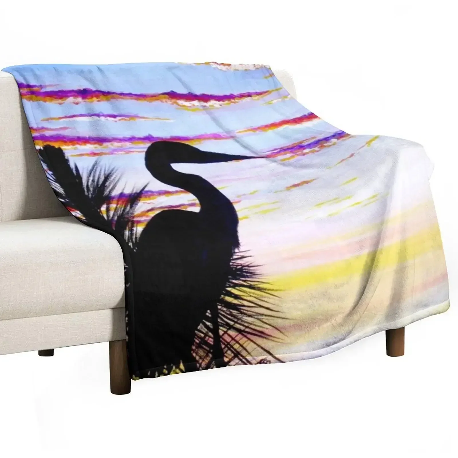

Heron Sunset Throw Blanket Soft Big wednesday Blankets