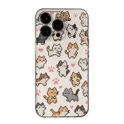 Charming Pixel Kitten Pattern Transparent Phone Case - iPhone 12 Mini (Clear - YYDSC3676)