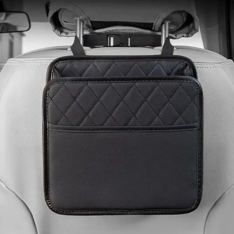 Car Multifunctional Storage Box Folding Leather Storage Bag Car Seat Back Bag