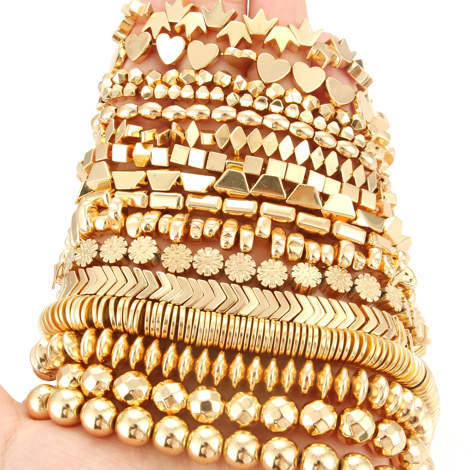 Natural 14k Gold Plated Hemaite Stone Beads Irregular Love Heart Geometric Beads for Jewelry Making DIY Bracelet Accessories