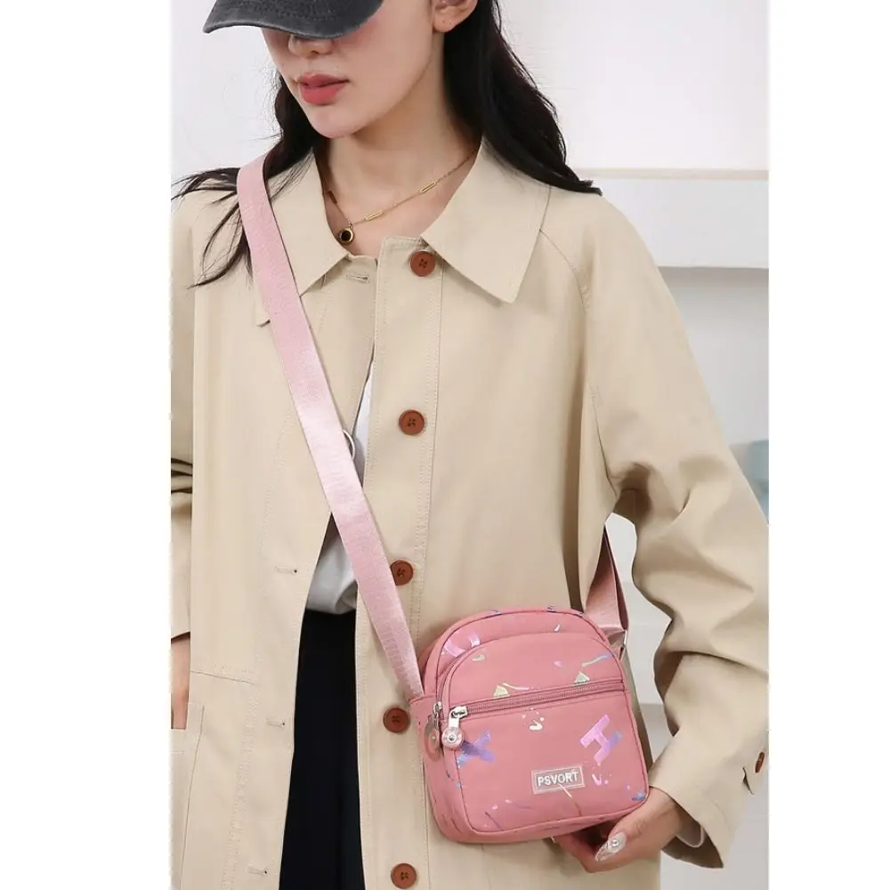 Causal Nylon Shoulder Bag Mini Multi Layer Crossbody Bag Phone Bag Women